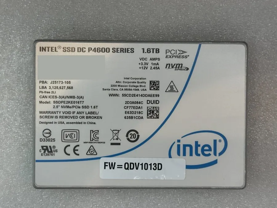 SSD-накопитель Intel SSDPE2KE016T7 DC P4600 1.6TB U.2 PCIe NVMe Enterprise Solid