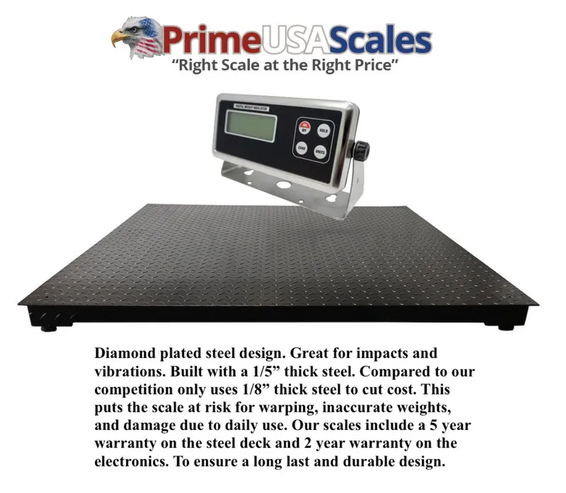 Весы Prime PS-916 5'x5' Floor Scale & Printer 5 Yr 1,000 lb x .2 lb — фото лота 1