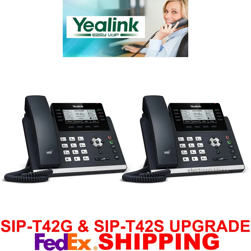 YEALINK SIP-T43U GIGABIT IP VOIP PHONE SYSTEM 12-LINES 2 TELEPHONES