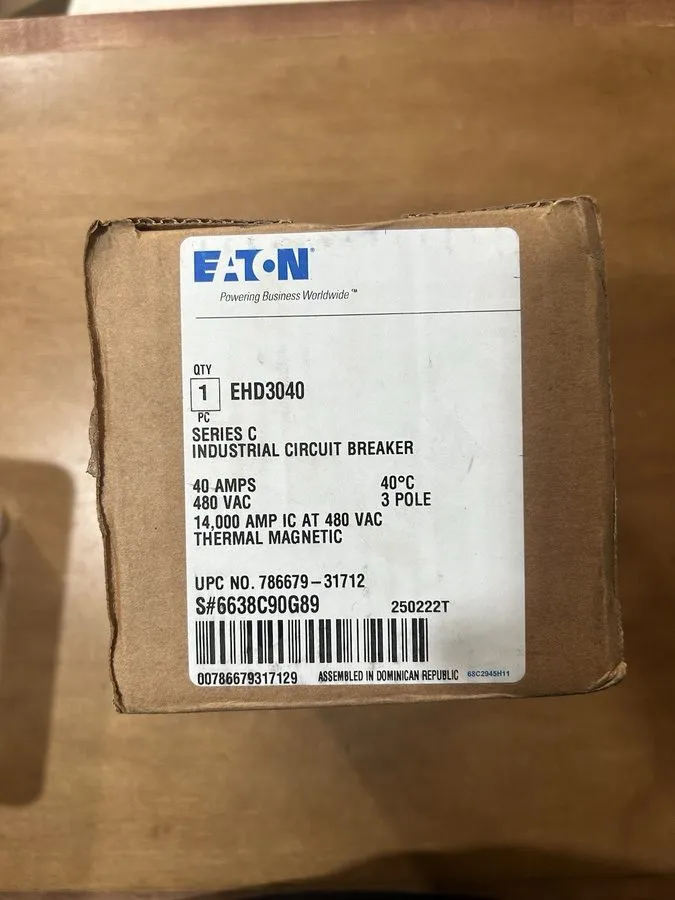 Автоматический выключатель EHD3040 Cutler Hammer 40 Amp 480V 3 Pole Circuit Brea
