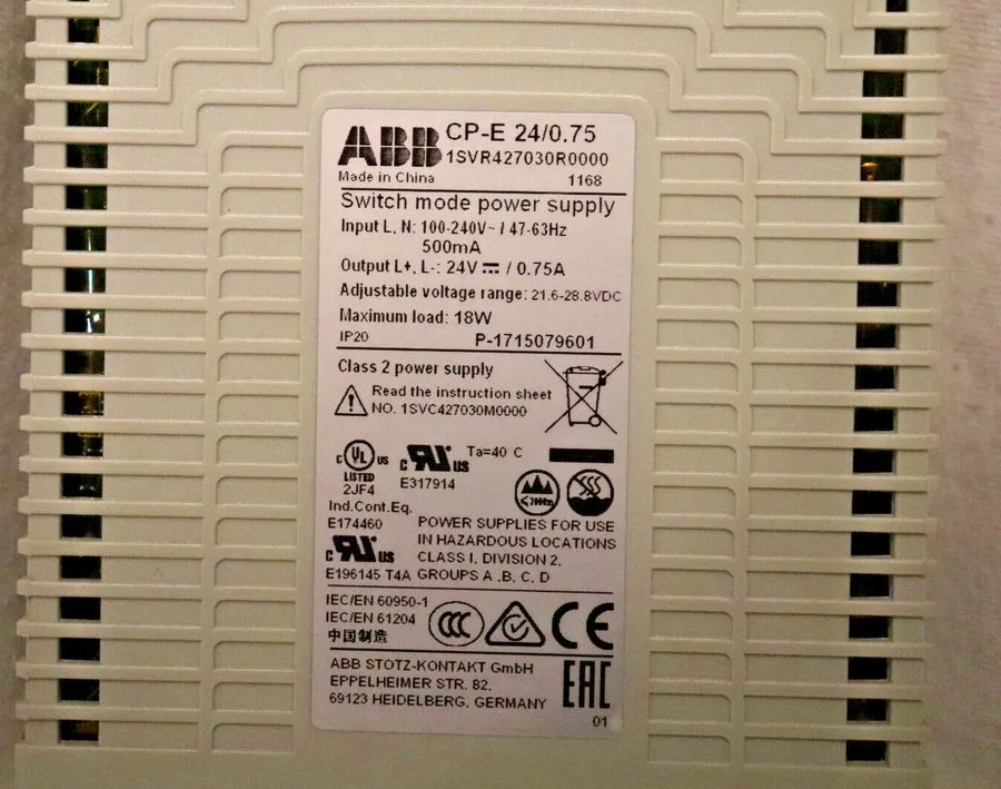 Блок питания 621859-003 Asco Power Supply 24V 18W .75A DIN Rail Mounted Transfer — фото лота 2