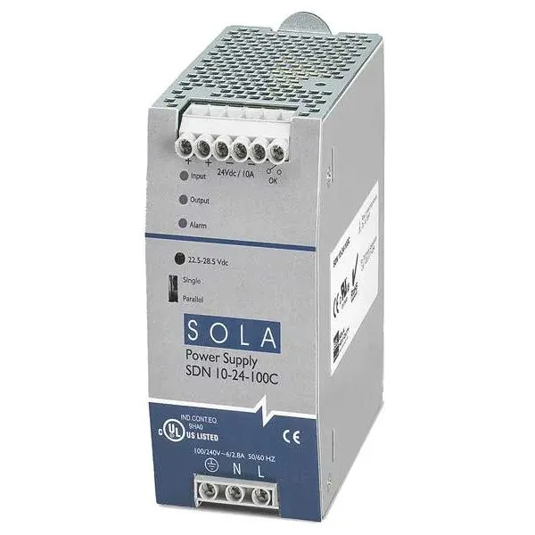 Блок питания Solahd DC Power Supply, 85/264V AC, 24V DC, 240 W, 10 A, DIN Rail S — фото лота 1