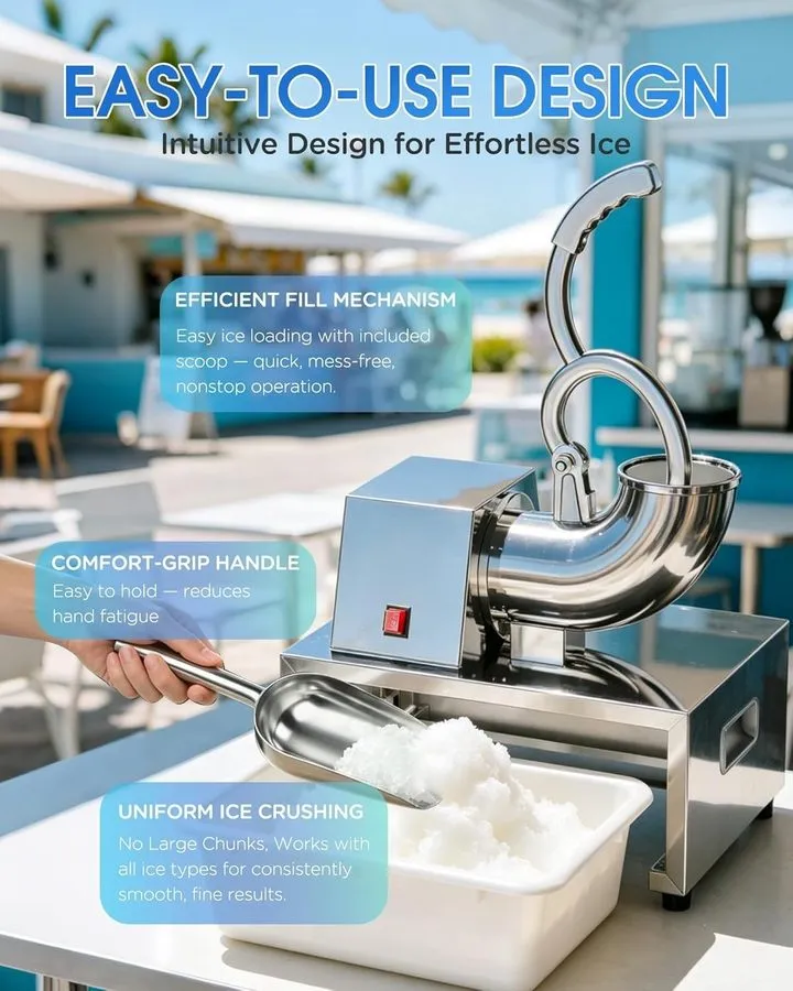 Льдогенератор Commercial Snow Cone Machine, 440LB/H Professional shaved ice mach — фото лота 2