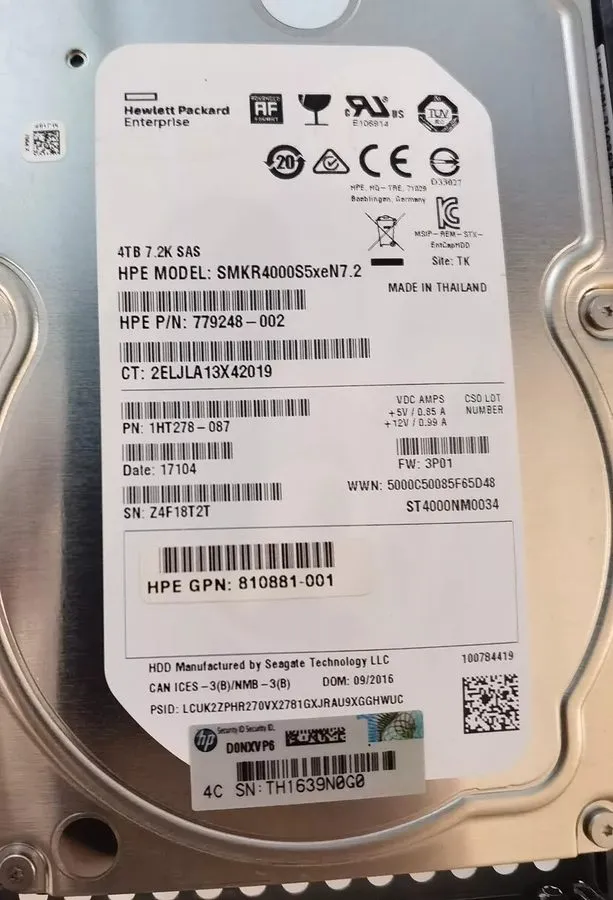 Жёсткий диск HPE 823124-001 4TB K2P87B 871864-001 3PAR 8000 SAS 7.2K LFF Hard Dr — фото лота 1
