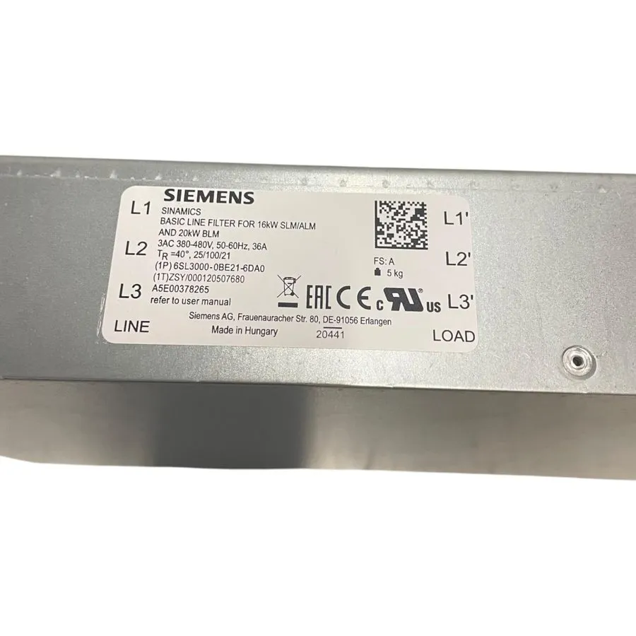 Оборудование ЧПУ Siemens 6SL3000-0BE21-6DA0 Sinamics Basic Line Filter 16kW SLM/