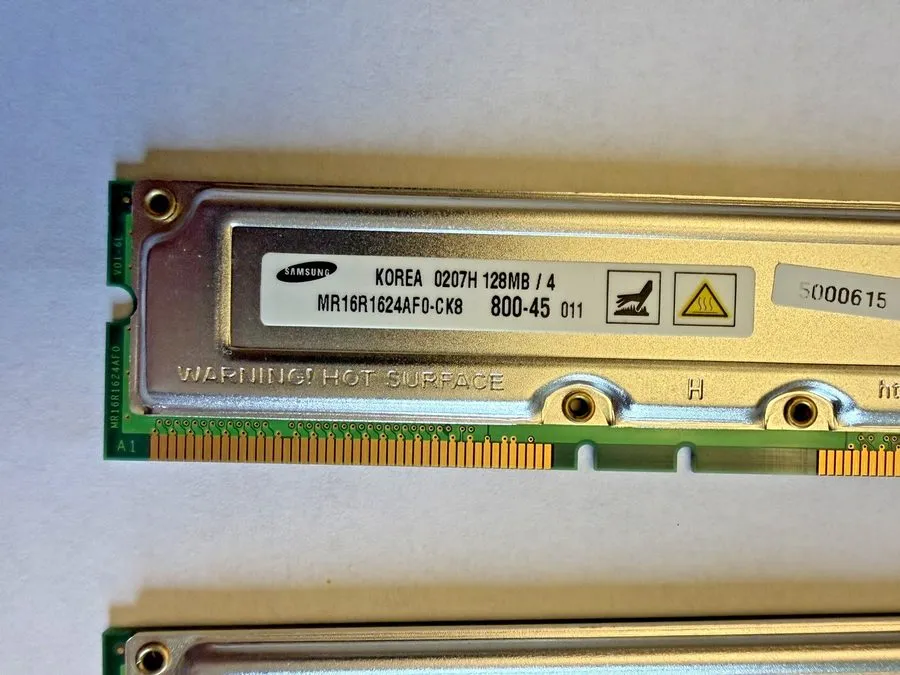 Сервер x Samsung 128MB PC800 ECC RDRAM RIMM RAM Server/Desktop Memory