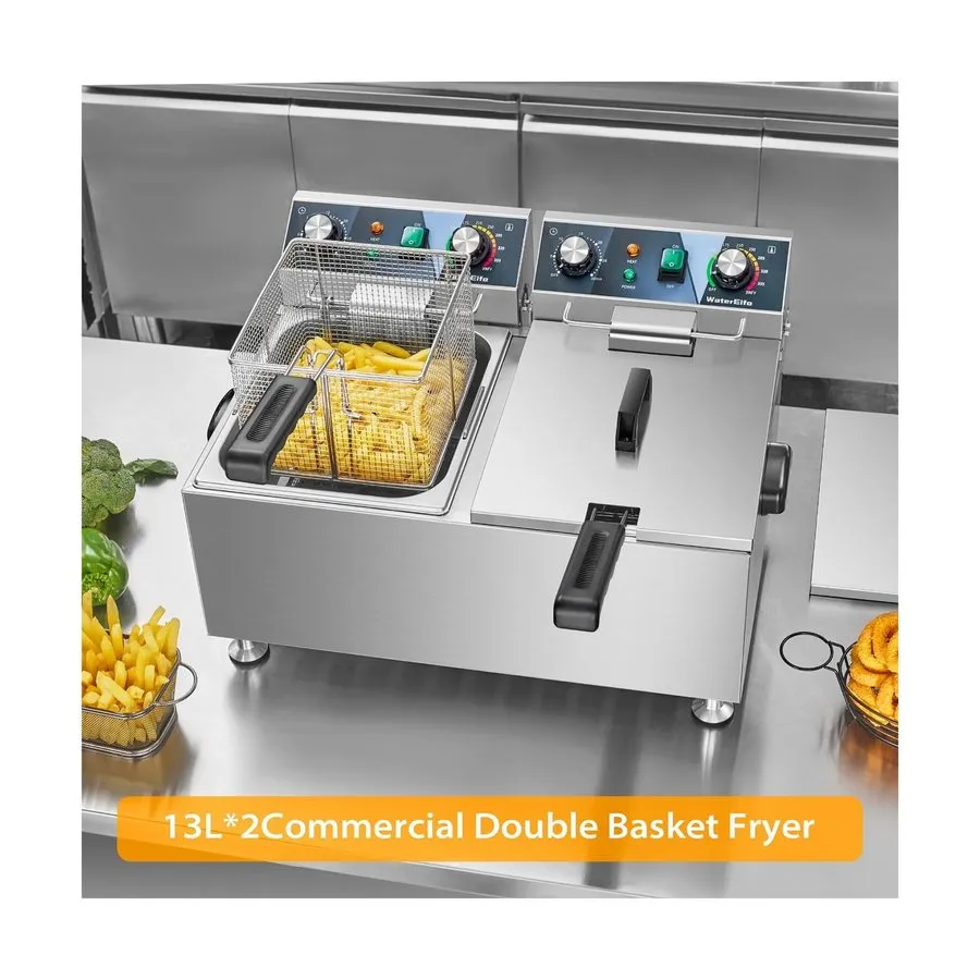Фритюрница Deep Fryer Commercial Deep Fryers With Basket13Lx2 13.7Qt x 2 Thicken — фото лота 1