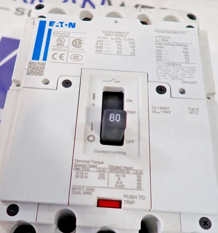 Автоматический выключатель Eaton PDG23M0080TFFL Power Defense Circuit Breaker 80
