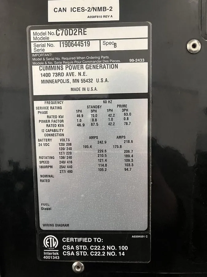Дизель-генератор 70kW Cummins C70D2RE Spec. B Mobile Diesel Generator — фото лота 1