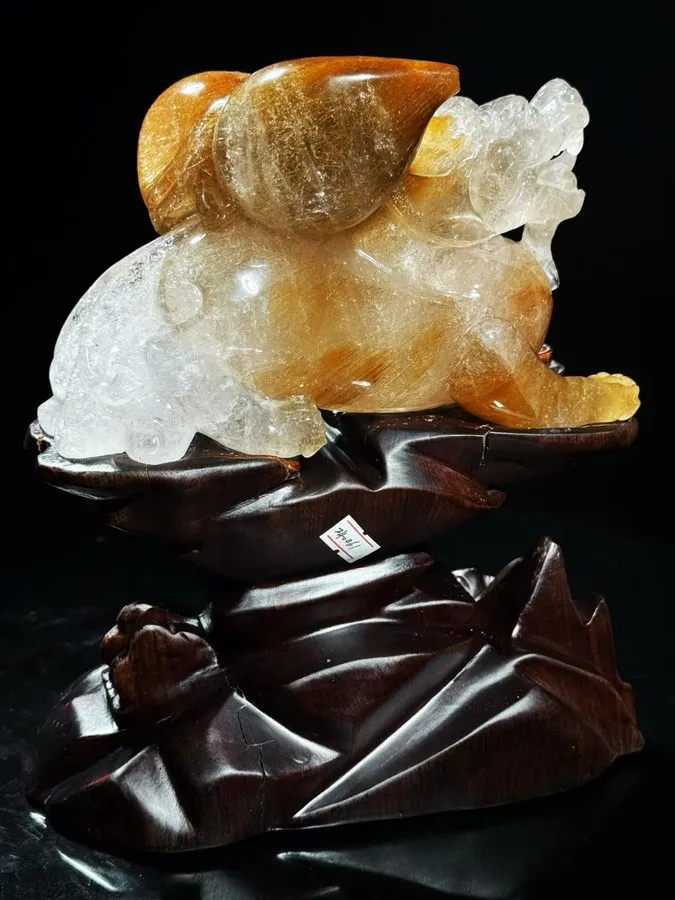 Лабораторный прибор 8.36LB TOP Natural Rutile Gold Titanium Crystal Pixiu Quartz