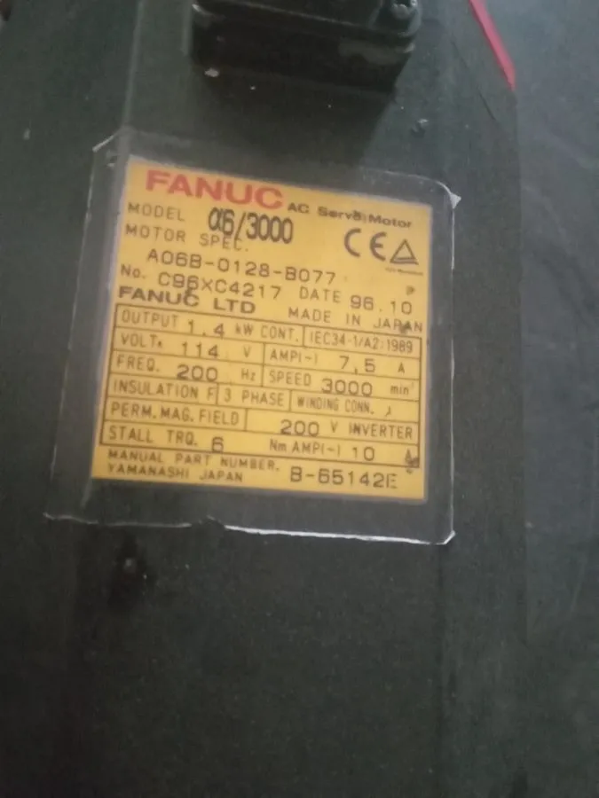 Серводвигатель FANUC A06B-0162-B175 AM6/3000 AC Servo Motor 6.0A 3000rpm 144V B- — фото лота 2