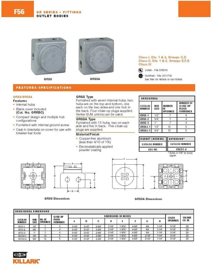 Электрооборудование Killark GRSS-1 Explosion Proof Junction Box with (7x) 1/2" H