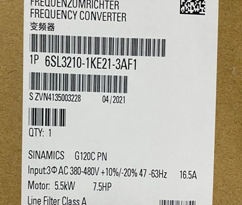 Частотный преобразователь SIEMENS 6SL3210-1KE21-3AF1 SINAMICS G120C PN 5.5KW 7.5