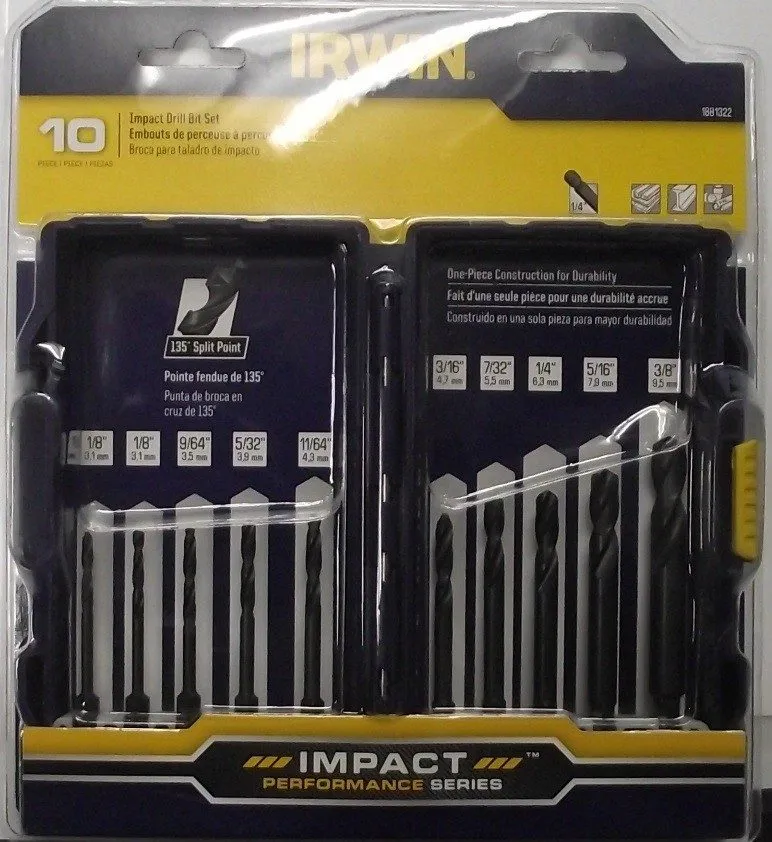 Режущий инструмент IRWIN 1881322 Black Oxide High-Speed Impact Drill Bit Set w/ — фото лота 1