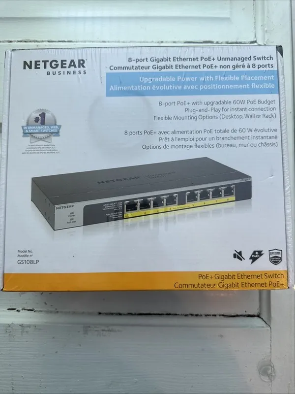 Коммутатор NETGEAR BUSINESS GS108LP 8 Port Gigabit Ethernet 60 W PoE+ Switch
