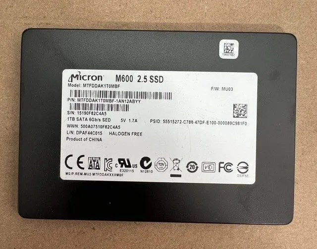 SSD-накопитель Micron M600 1TB MTFDDAK1T0MBF-1AN12ABYY 2.5” SSD SATA III Wiped