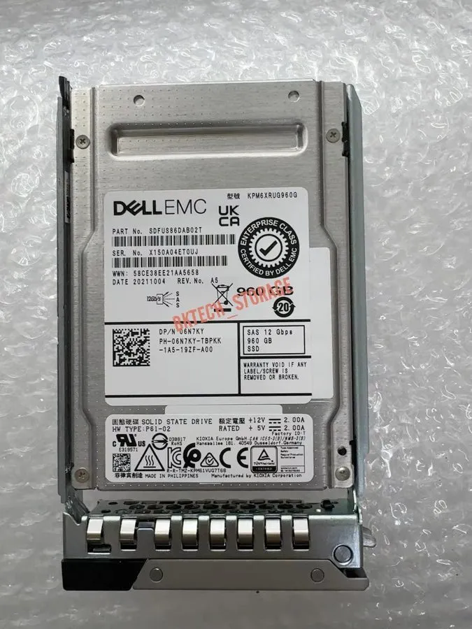 SSD-накопитель 6N7KY 06N7KY Dell EMC 960GB 12Gbps SAS RI TLC 2.5'' SSD 14/15/16G — фото лота 1