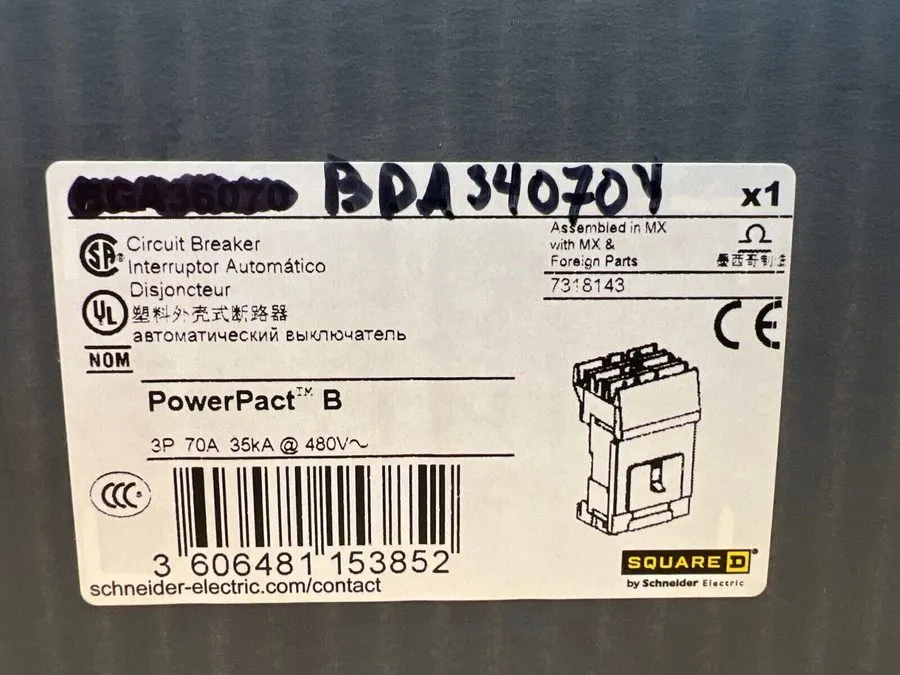 Автоматический выключатель BDA34070Y I-Line Circuit Breaker 70A 3P 480V 3PH BDA 