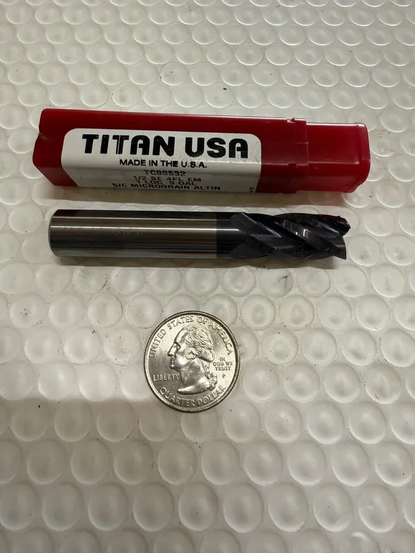 Режущий инструмент Titan USA Carbide Endmill 1/2 SE 4FL EM 1 LOC 3 OAL TC99532 S — фото лота 2