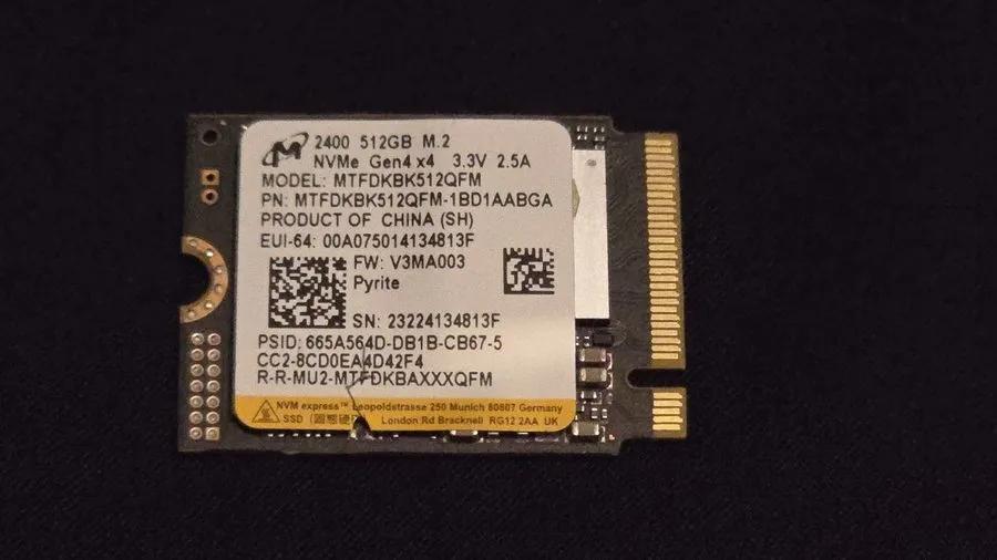 SSD-накопитель Micron 2400 512GB M.2 NVMe PCIe Internal SSD MTFDKBK512QFM Black
