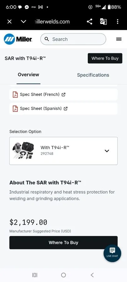 Сварочная маска Miller 292748 SAR with T94i-R Supplied Air Respirator Welding He — фото лота 1