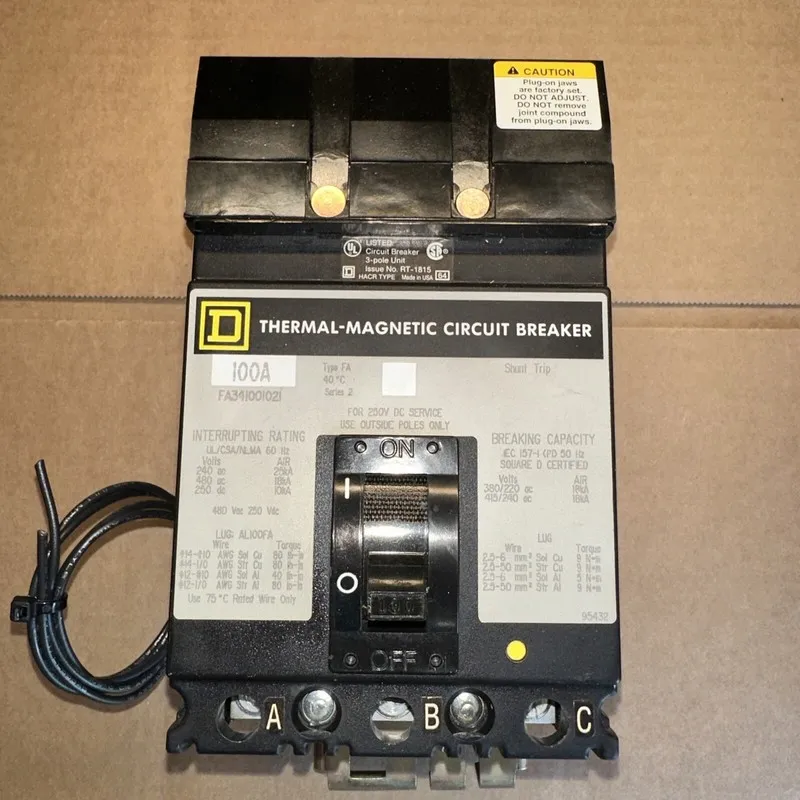 Автоматический выключатель Square D FA341001021 100 Amp 3 Pole 480V Circuit Brea
