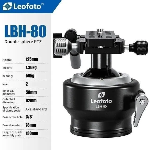 Оборудование видеонаблюдения Leofoto LBH-80 Ball Head Tripod Head 80mm Double Sp — фото лота 2