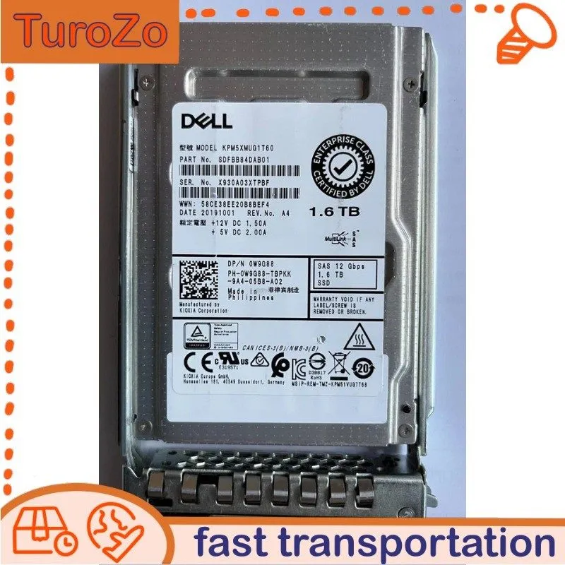 SSD-накопитель Dell D7KJJ 1.6TB SAS 12Gbps SSD Write Intensive WI 2.5 Inch Kioxi