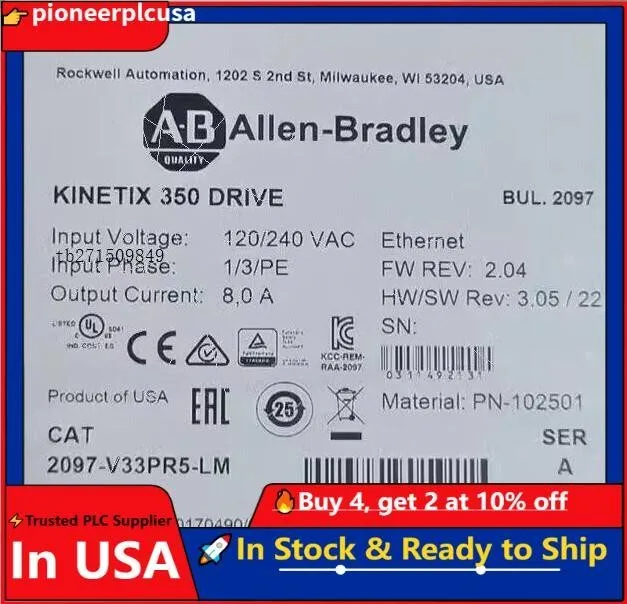 Сервопривод Allen-Bradley 2097-V33PR5-LM Kinetix 350 2.0kW Servo Drive