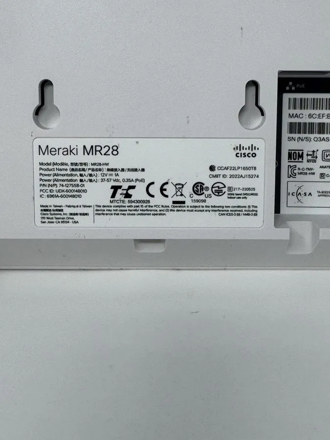 Точка доступа Wi-Fi Cisco Meraki MR28-HW WiFi 6 Cloud Managed Wireless Access Po — фото лота 2