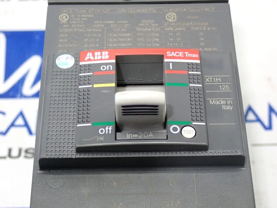 Автоматический выключатель ABB XT1HU3020AYD000XXX 3 Pole 20 Amp 600Y/347V 65kA@4 — фото лота 1