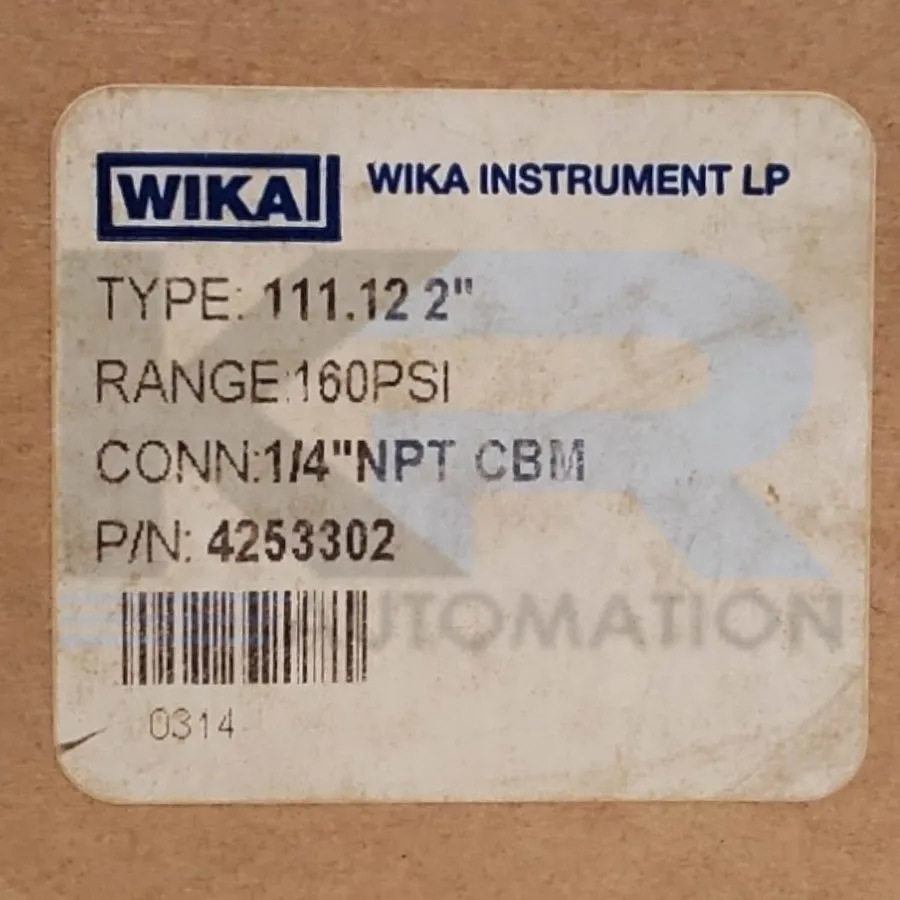 Трубопроводная арматура WIKA 4253302 2" GAUGE 0-160PSI NSMP