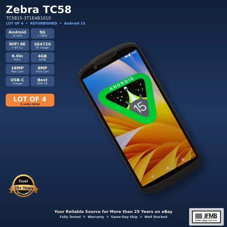 Терминал сбора данных Zebra TC58 TC58A1-3T1E4B1010 5G SE4720 WiFi 6E 4GB/64GB An