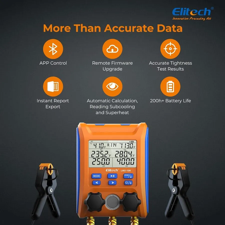 Манометрический коллектор Elitech LMG-10W Wireless Digital Manifold Gauge Set HV