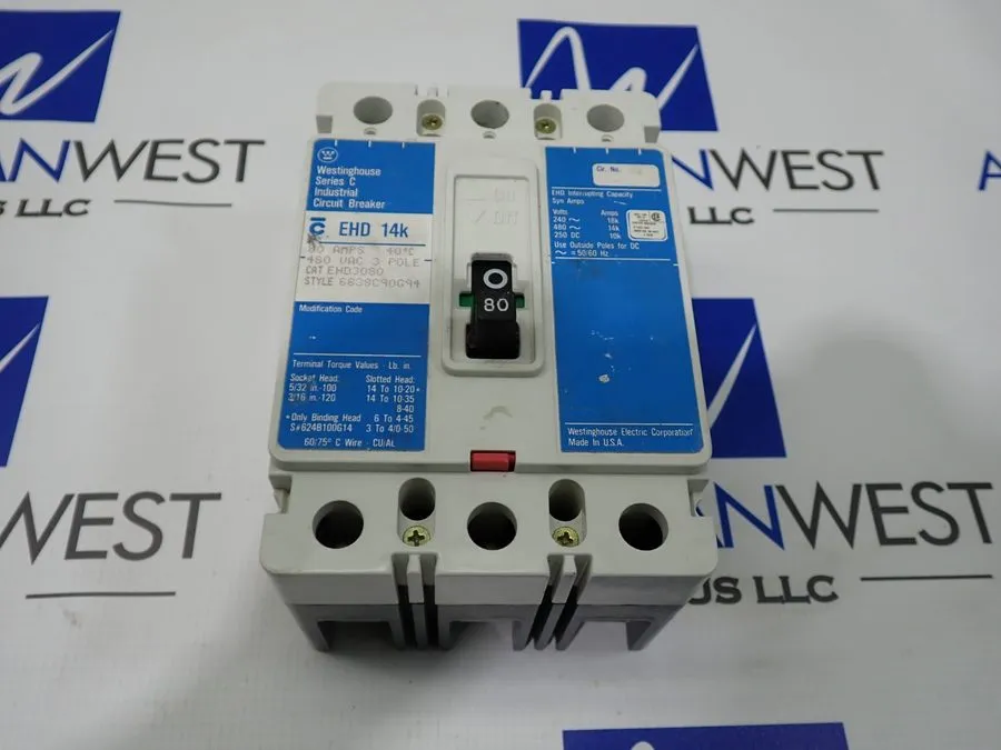 Автоматический выключатель Eaton EHD3080 Molded Case Circuit Breaker 3p 80a Amp 