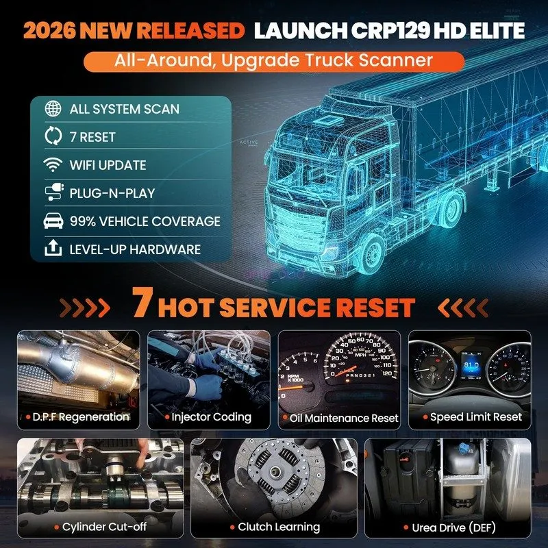 Диагностический сканер LAUNCH CRP129HD Heavy Duty Truck Diesel Scanner Diagnosti — фото лота 2