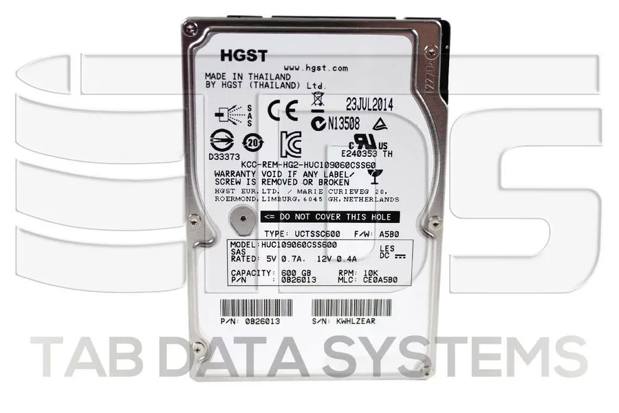 Жёсткий диск HGST 0B26013 600GB 2.5" 10K 6Gbps SAS HDD Hard Drive HUC109060CSS60