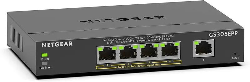 Коммутатор NETGEAR GS305EPP 5 Ports Ethernet Switch