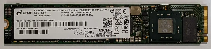 SSD-накопитель MTFDHBG3T8TDF Micron 7300 Pro 3.84TB M.2 22110 NVMe PCIe Gen3.0x4
