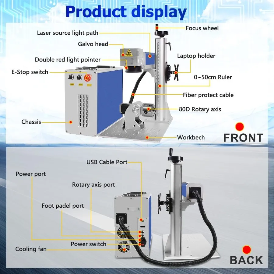 Полиграфическое оборудование JPT 100W Mopa Fiber Laser Marking Machine Laser Eng