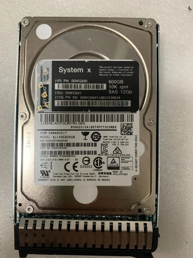 Жёсткий диск 00WG691 00WG690 Lenovo 600GB 10K SAS 12Gbps 2.5 SFF G3HS X3650 M5 H