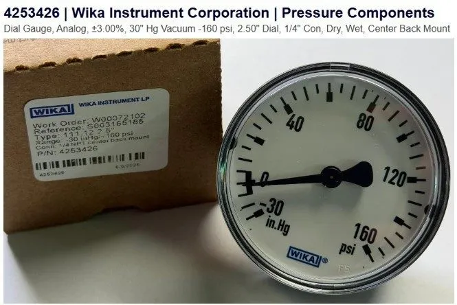 Трубопроводная арматура Wika 9767126 Pressure Gauge Type 213.53 2.5" Stainless S