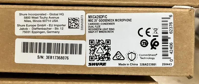 Микрофон Shure Gooseneck Dualflex Microphone MXC425DF/C