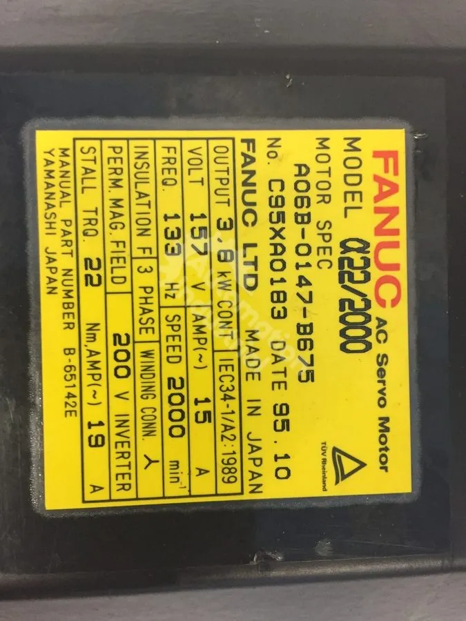Серводвигатель Fanuc CNC A06B-0147-B675 3.8kW 157VAC 15AMP AC Servo Motor
