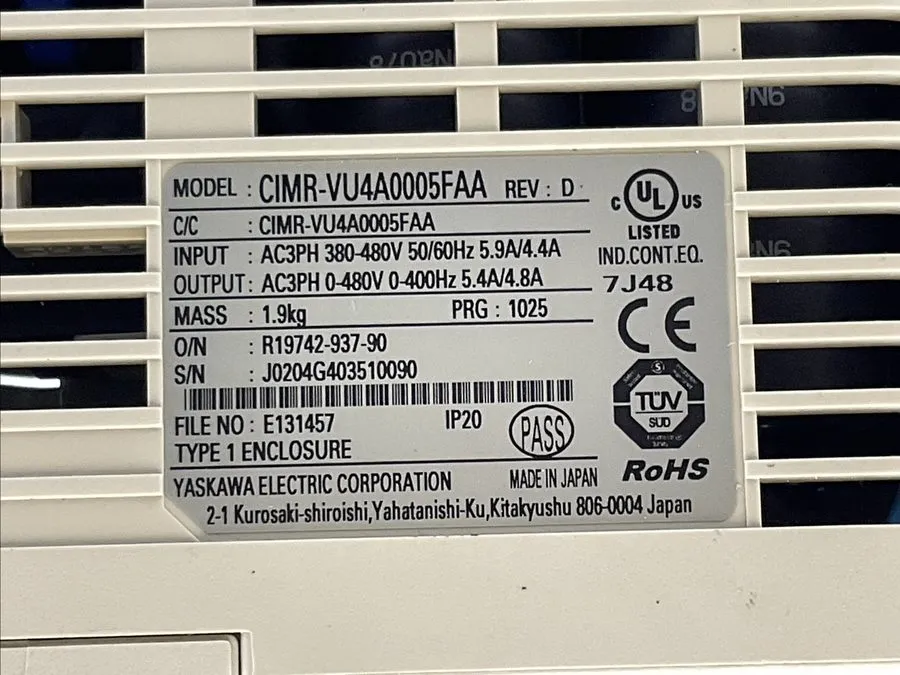 Частотный преобразователь Yaskawa V1000 AC Drive CIMR-VU4A0005FAA Rev. A 3HP 3Ph