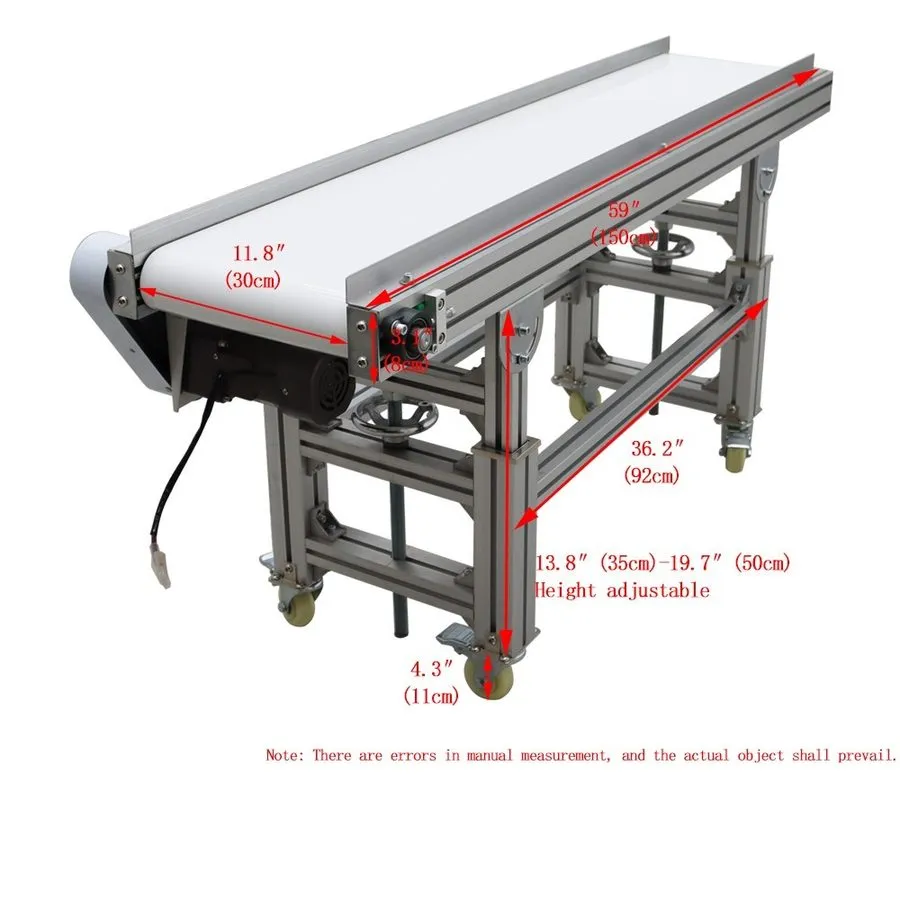 Конвейер 59"x11.8" Food Grade PU Belt Flat Conveyor Industrial Transport Machine — фото лота 1