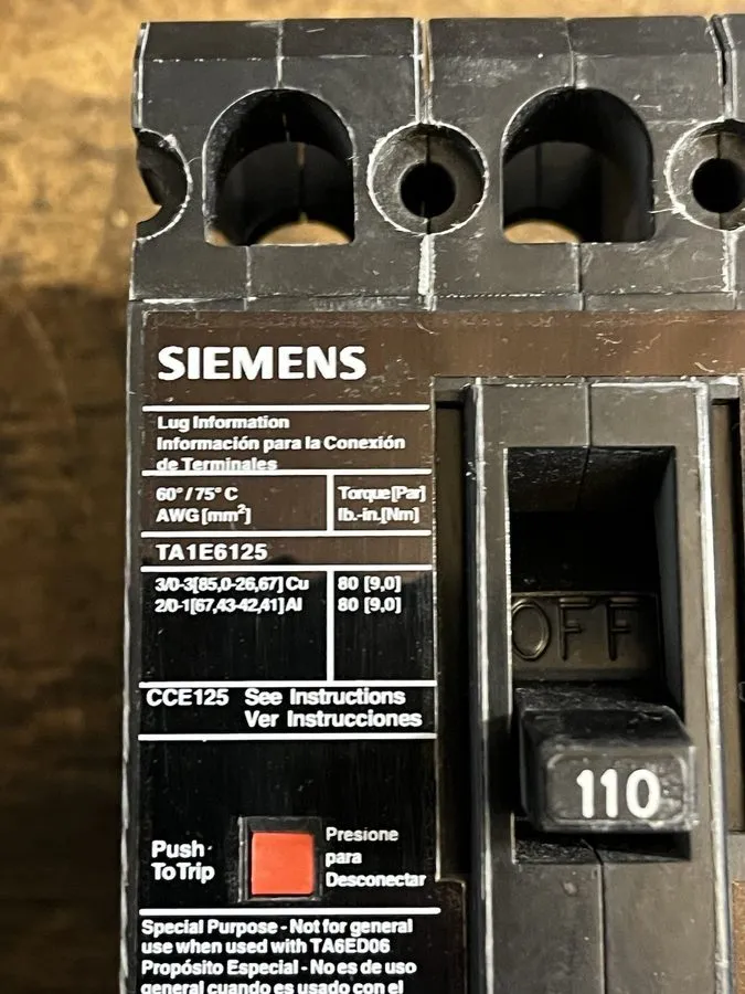 Автоматический выключатель Siemens Sentron HHED63B110 110 Amp 3 Pole 600V Circui — фото лота 1