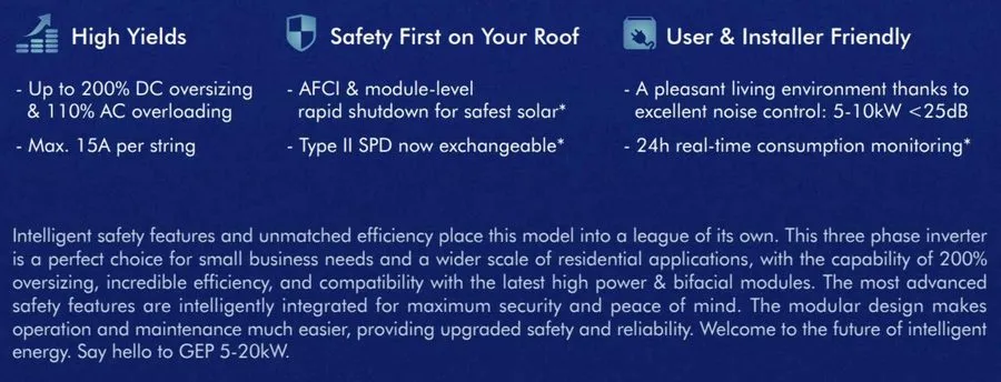 Инвертор GE GEP5.0-3-10 5kW Three Phase Grid-Tied Solar Inverter WiFi LCD — фото лота 2