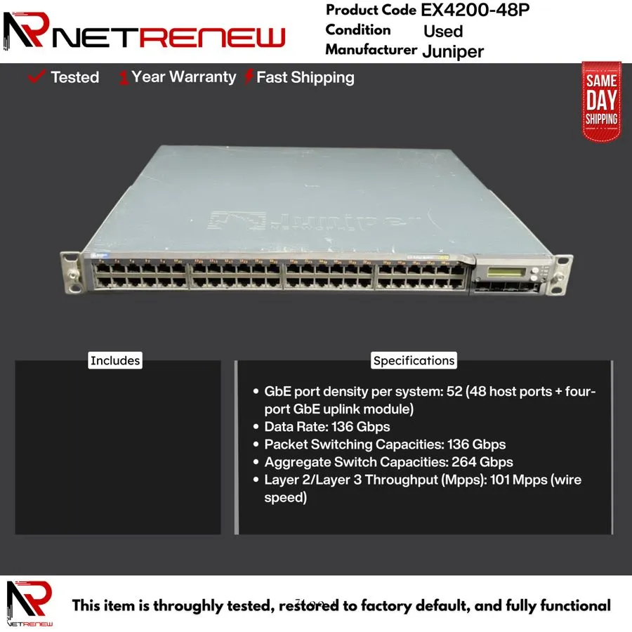 Коммутатор EX4200-48P Juniper EX4200 48 Port PoE Switch