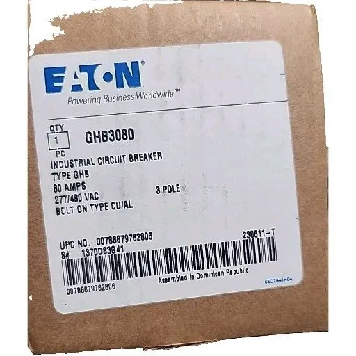 Автоматический выключатель EATON GHB3080 80A 480V 3P CIRCUIT BREAKER